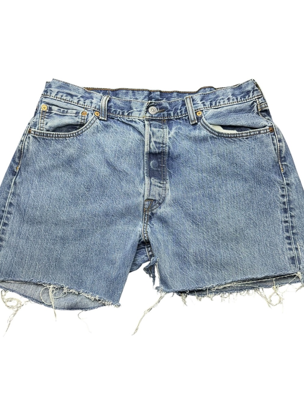 Levi’s 501 Cut Off Jean Shorts Mens 34 Medium Wash Button Fly